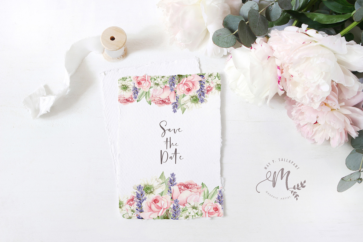 BlushPink Watercolor Floral Clipart, an Illustration by May • SHO (Photo 6 of 15)