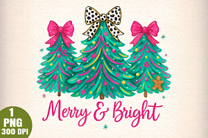 Merry and Bright Christmas Tree PNG, an Illustration by Daily.Designs