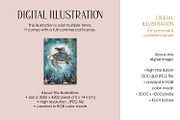 Mermaid & Sea Turtle Illustration, an Animal Illustration by The Dutch Lady Designs (Thumbnail 3 of 4)