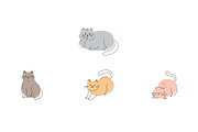 Cute Cats Illustration Set, an Animal Illustration by studiogstock (Thumbnail 2 of 3)