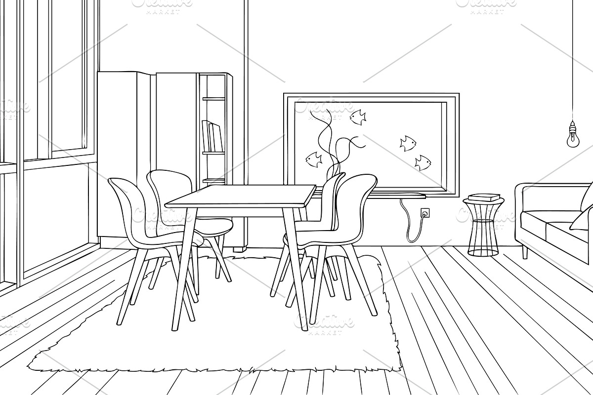 Bedroom & Living Room Line Art Vol 3, an Illustration by Graphic Cook (Photo 2 of 5)