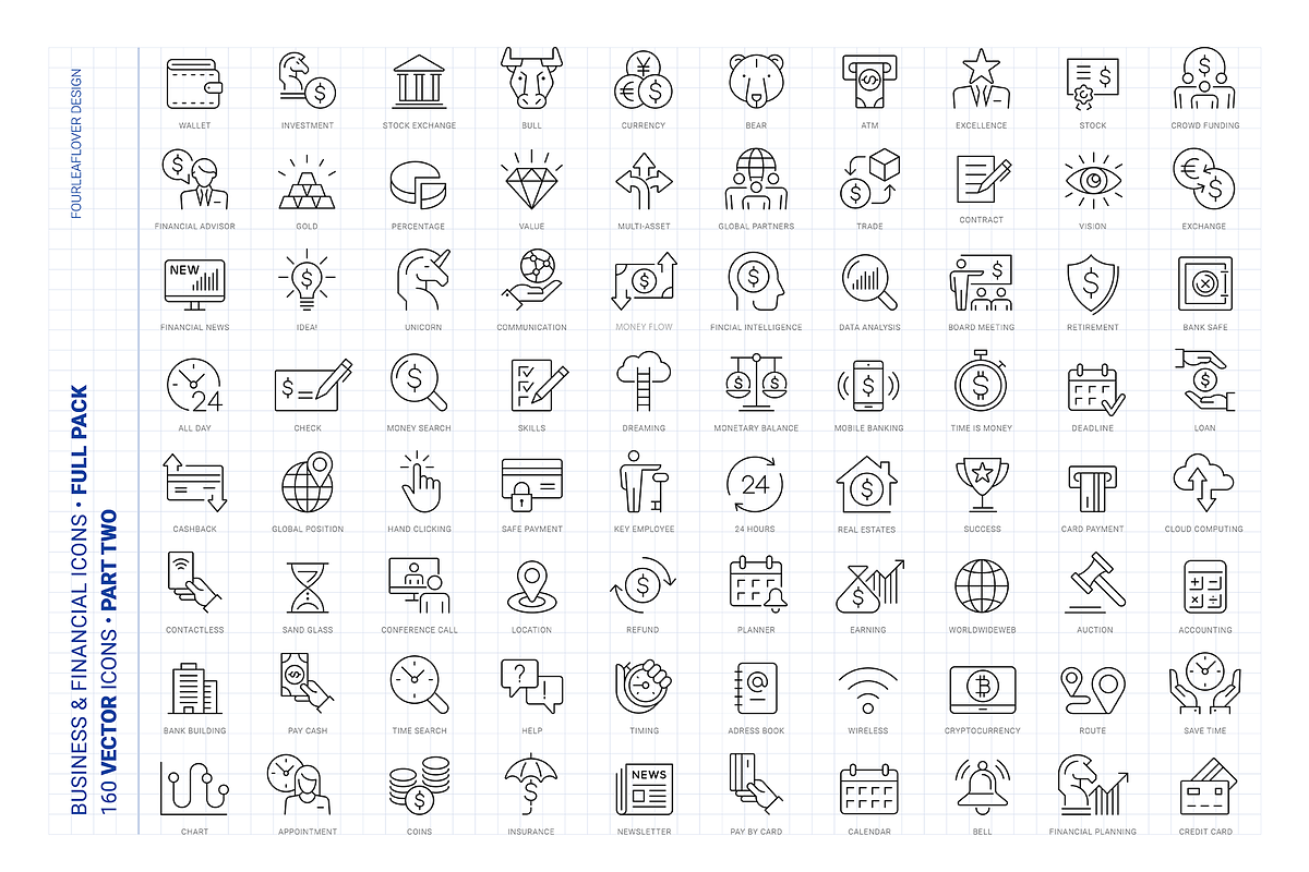 160 Business and Financial Icons Set, an Outline Icon by FourLeafLover (Photo 5 of 12)