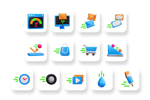 Motion And Speed 3D Icons