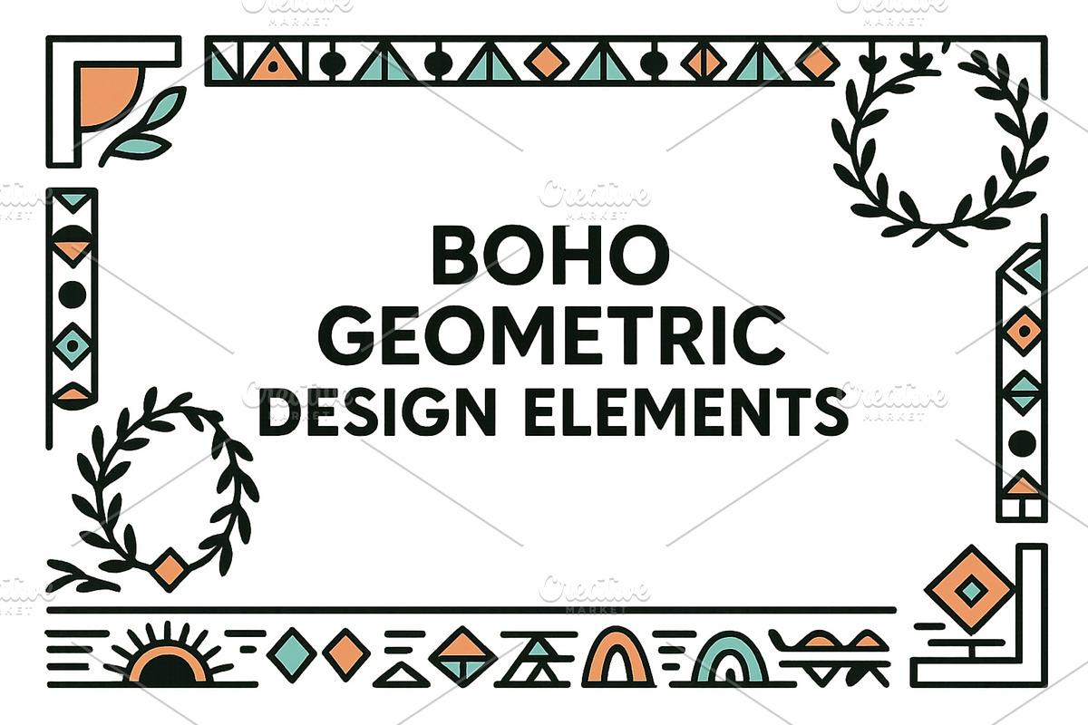 Boho geometric design elements, an Illustration by ZinetroN