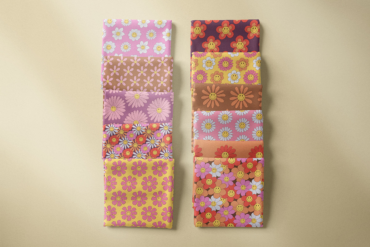 Smiley Flowers Retro Patterns, a Pattern Graphic by Tiger and Flower (Photo 9 of 20)
