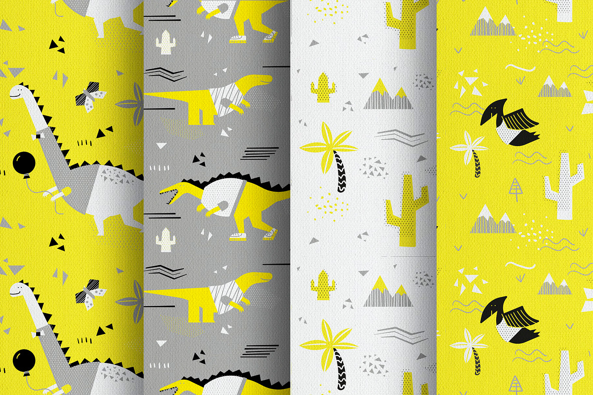 Dinos. Yellow design set., an Animal Illustration by kuchuk_design (Photo 8 of 9)