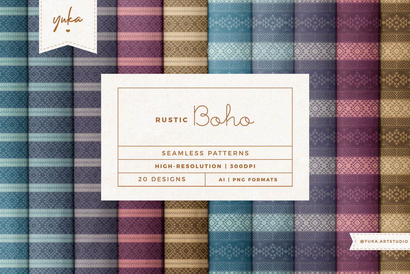 Rustic Boho Pattern, a Pattern Graphic by Yuka Baby