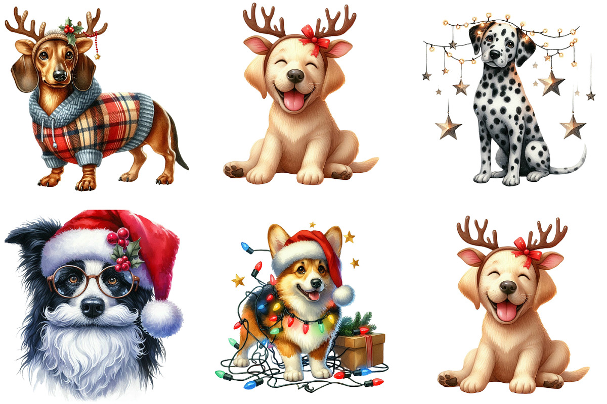 Christmas Cute Dog Sublimation, an Illustration by DreamArtGraphic (Photo 5 of 5)