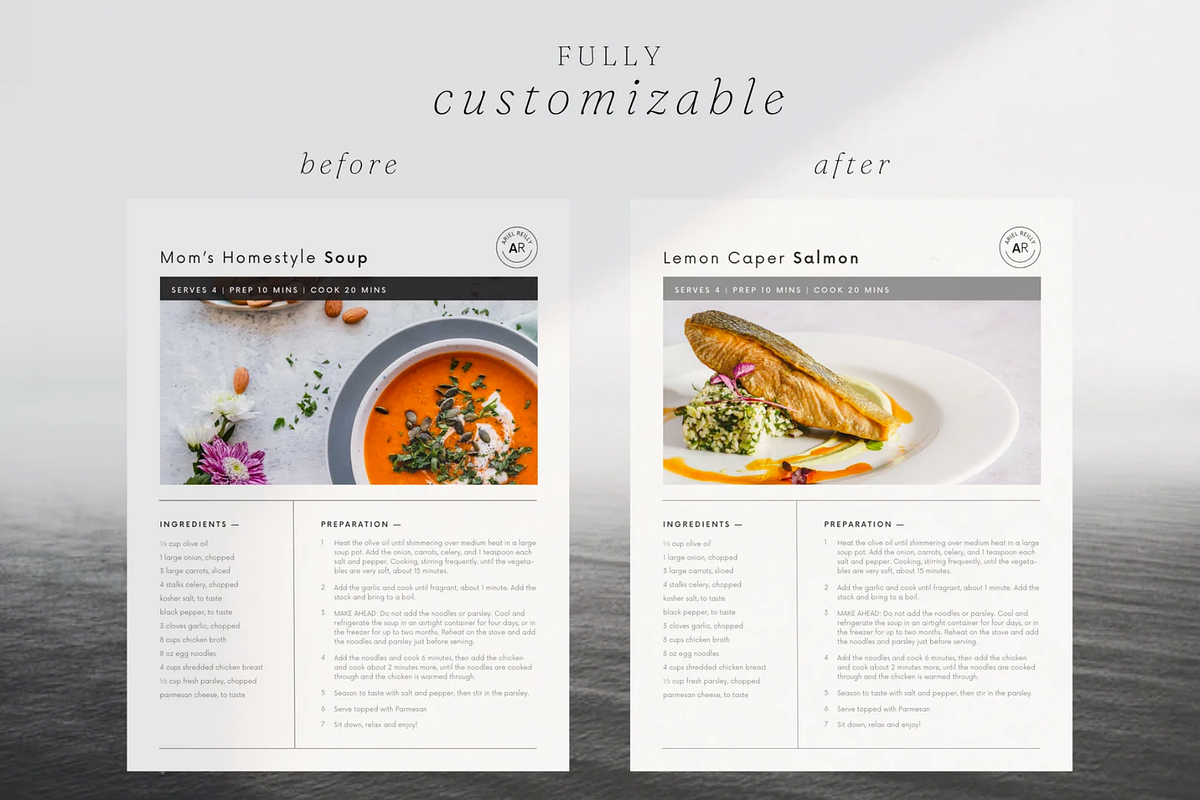 Minimal Recipe Template Canva, a Stationery Template by frommakertomaker (Photo 4 of 7)