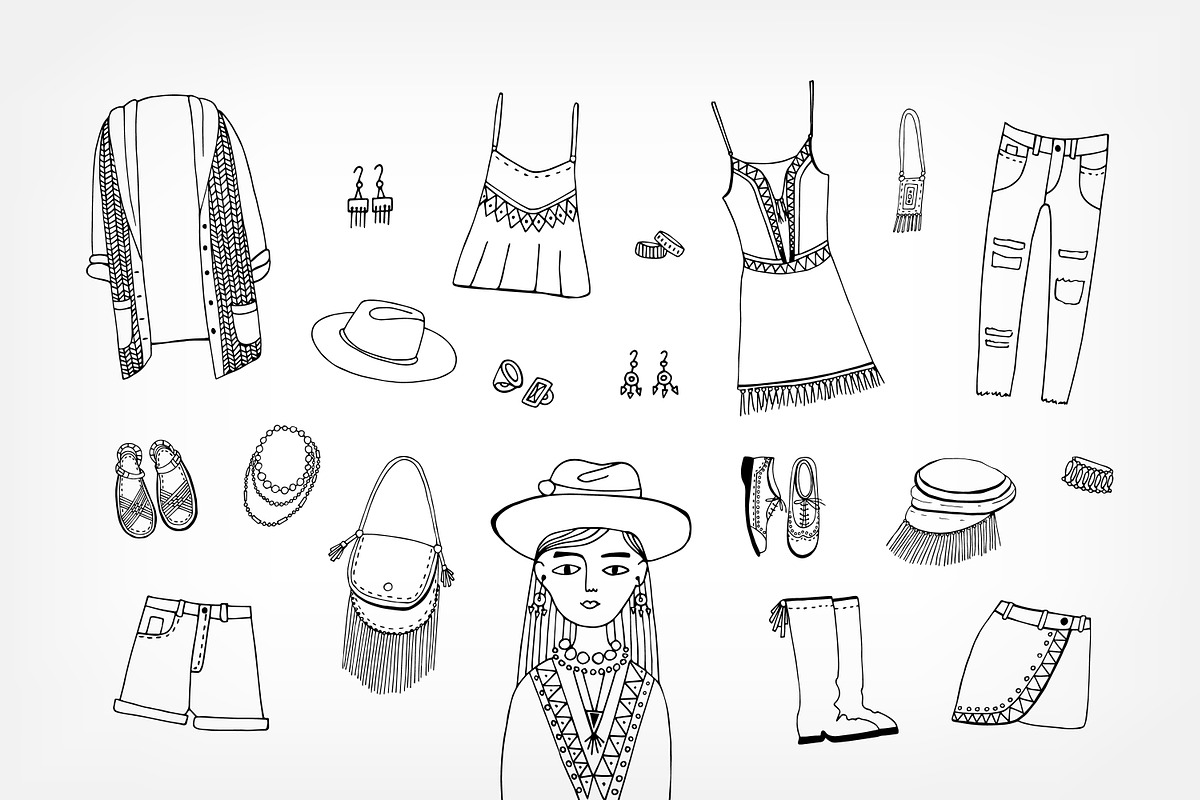 Set, seamless pattern of boho style, a Decorative Illustration by Good Studio (Photo 2 of 4)
