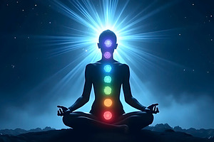 Chakra Meditation Beneath Celestial, a Photo by LOGOCREATIVE