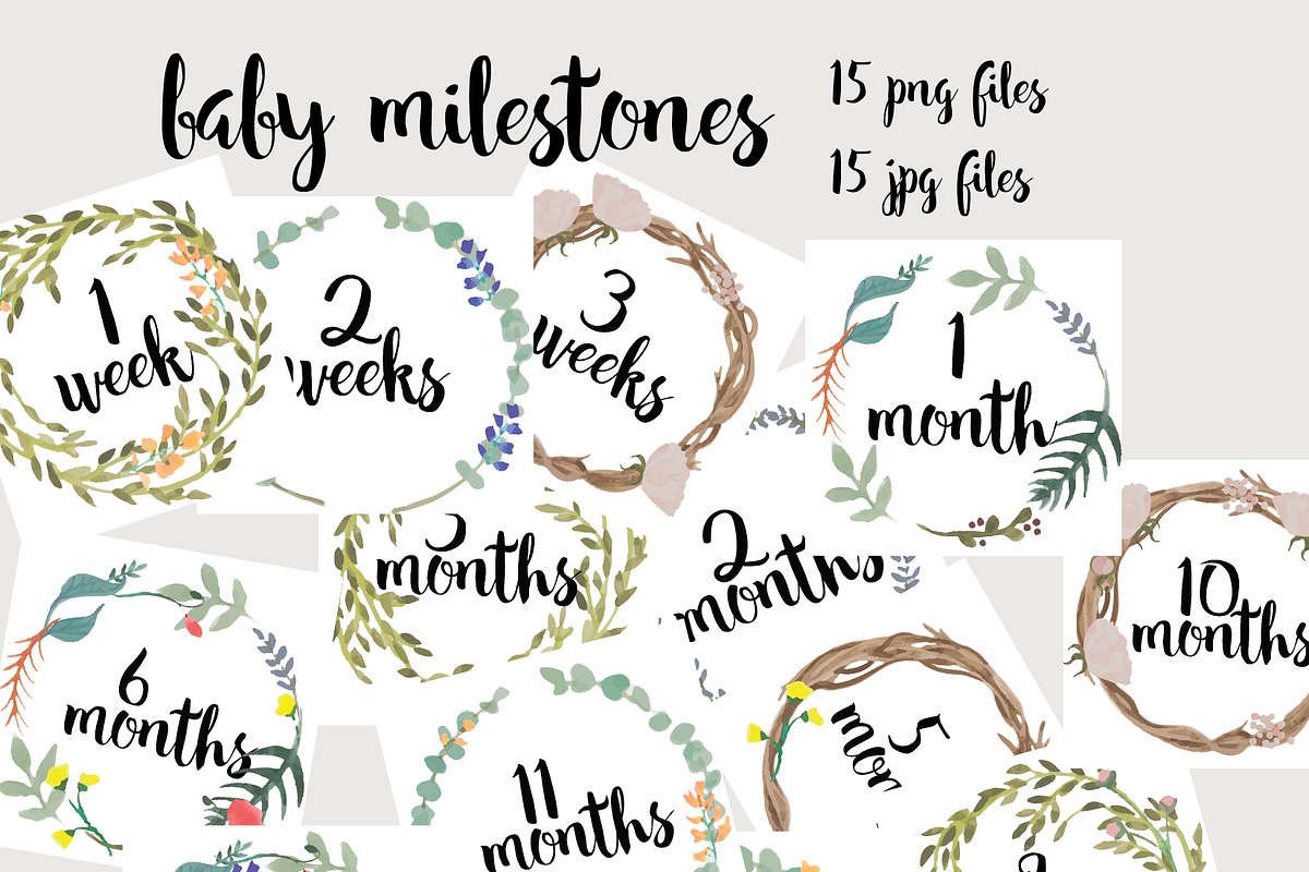 Watercolor Baby Milestones, an Illustration by Valeri Nick (Photo 1 of 3)