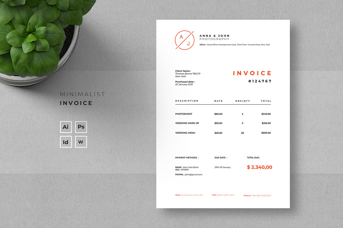 Minimalist Invoice, a Templates & Theme by Ahsanjaya (Photo 1 of 3)