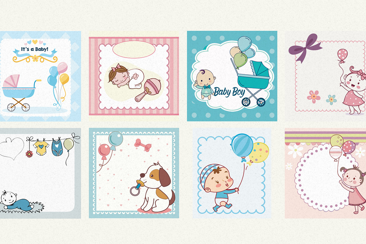 Baby Shower Clipart Bundle, an Illustration by Helospace (Photo 3 of 10)