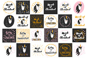Unicorn Clip Art & Lettering Set, a Texture Illustration by 5August Art (Thumbnail 3 of 8)
