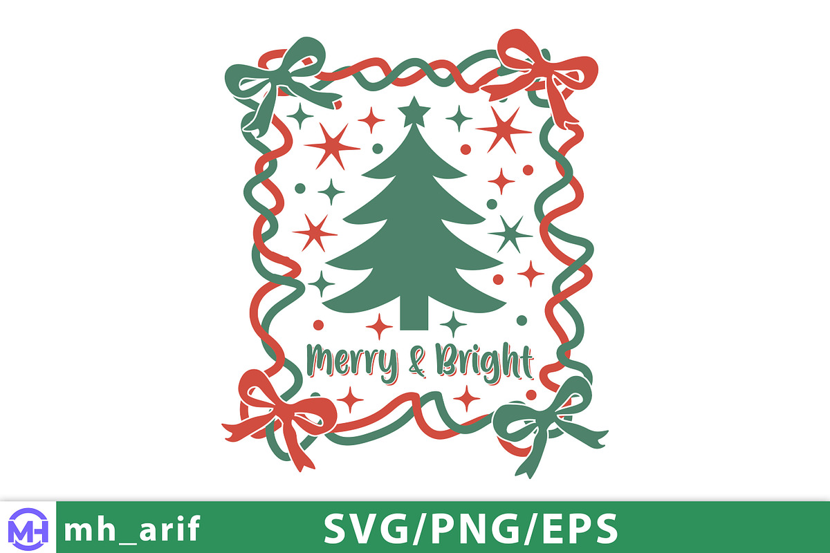 Christmas Merry & Bright Hand-Drawn, a Graphic by mh_arif (Photo 1 of 4)