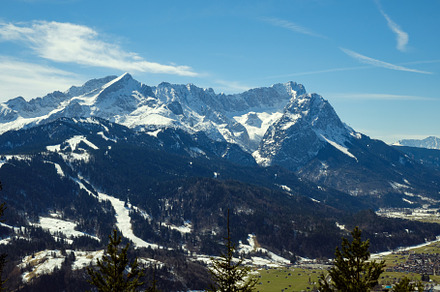 Winter view of snow-capped mountains