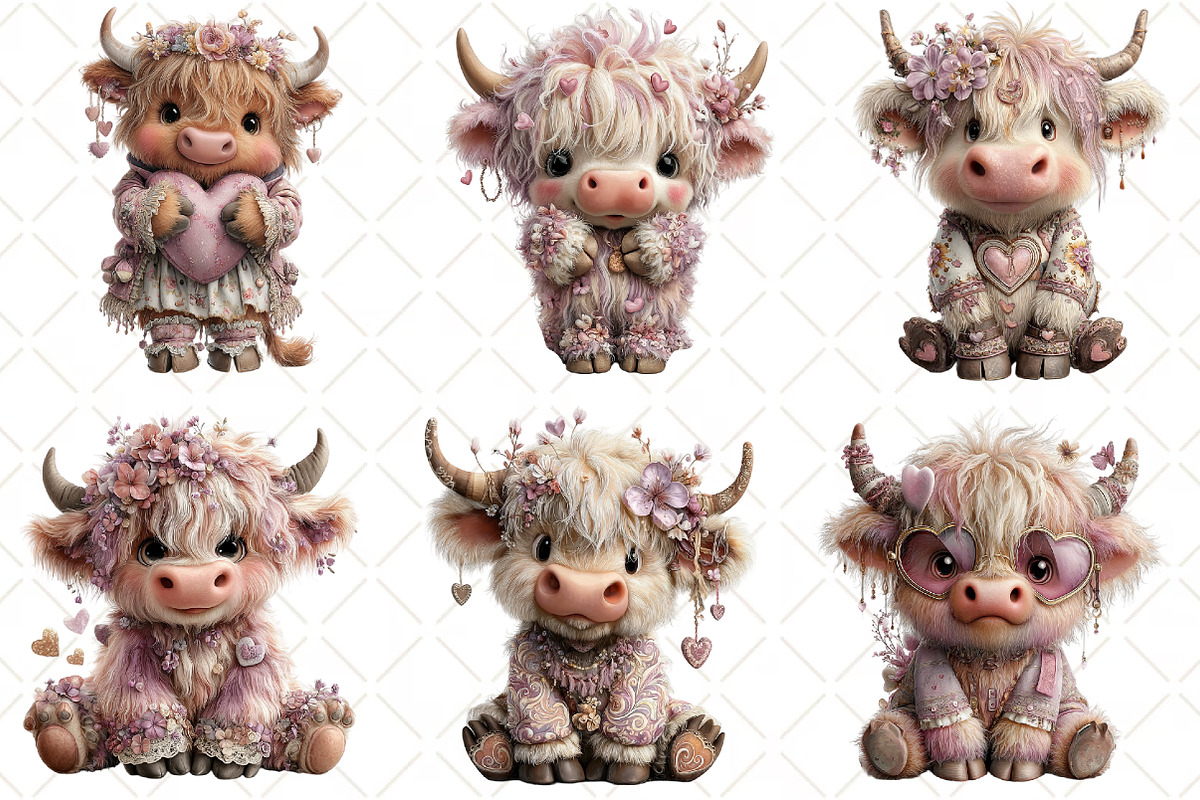 Whimsical Valentine Highland Cow, an Illustration by Black Bird Studio (Photo 5 of 6)