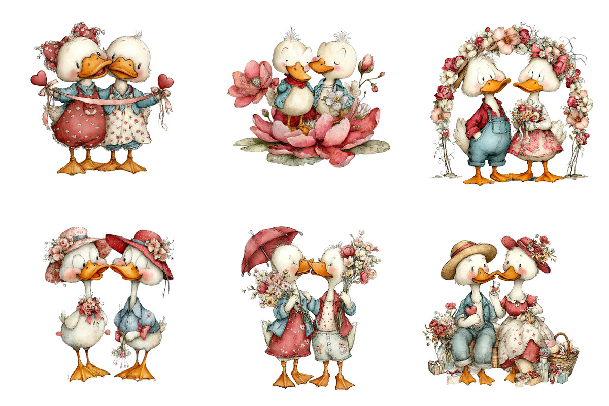 whimsical duck couple clipart, an Illustration by CreationArt (Photo 3 of 5)