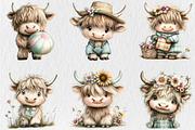 Watercolor Summer Highland Cow Clipa, a Seasonal Illustration by Rose Art (Thumbnail 3 of 6)