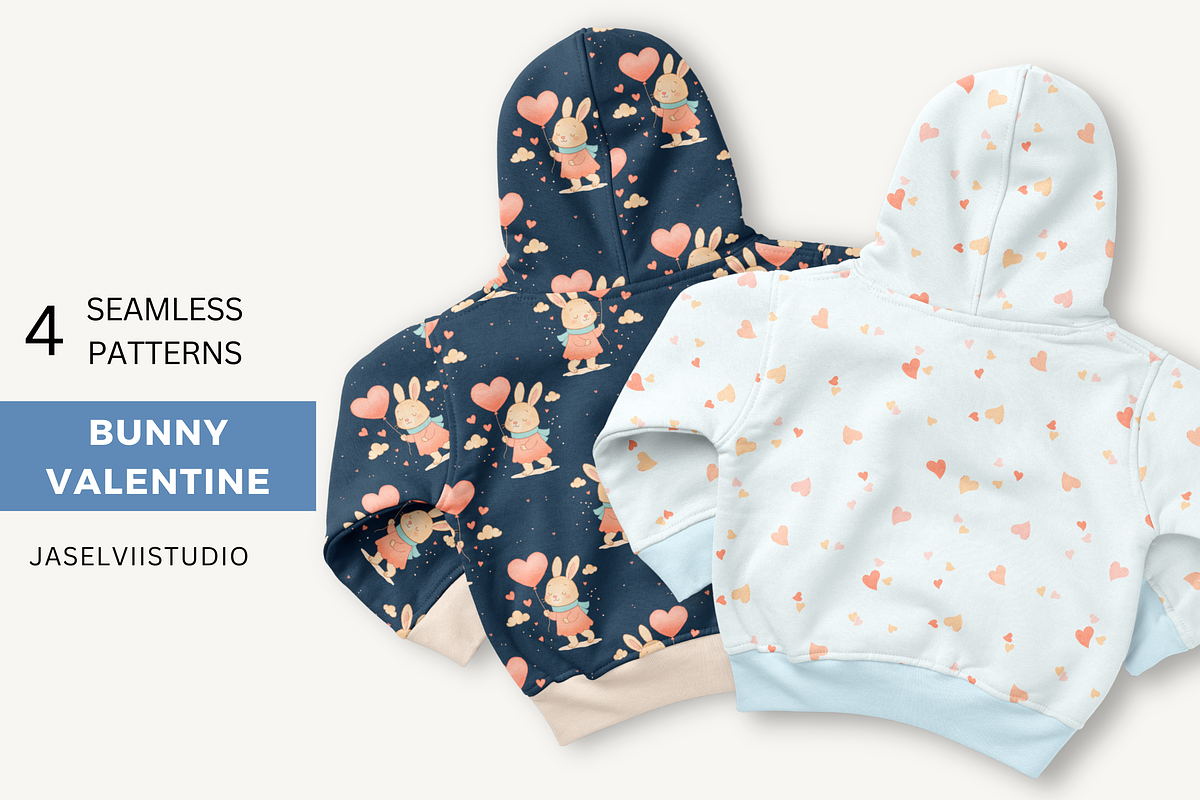 Bunny Valentine - Blue, a Pattern Graphic by Jaselvii Studio (Photo 1 of 8)