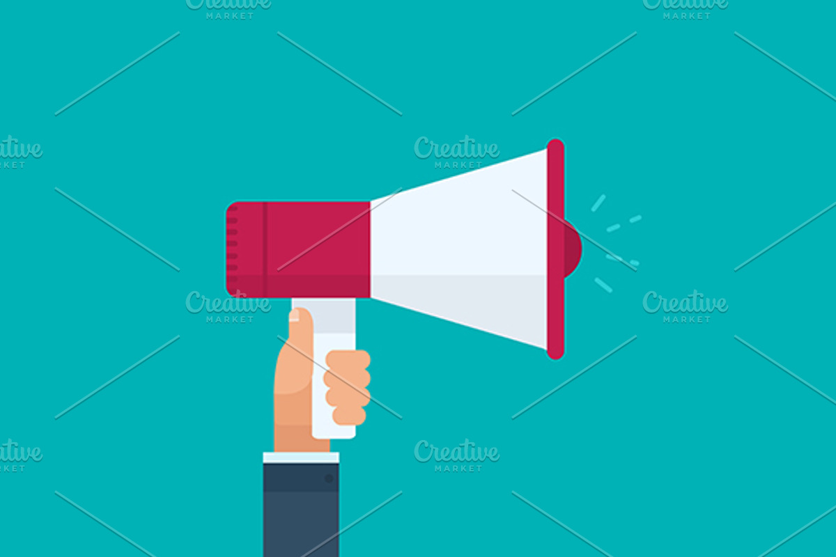 Hand holding a megaphone, a Work Illustration by 4pixel