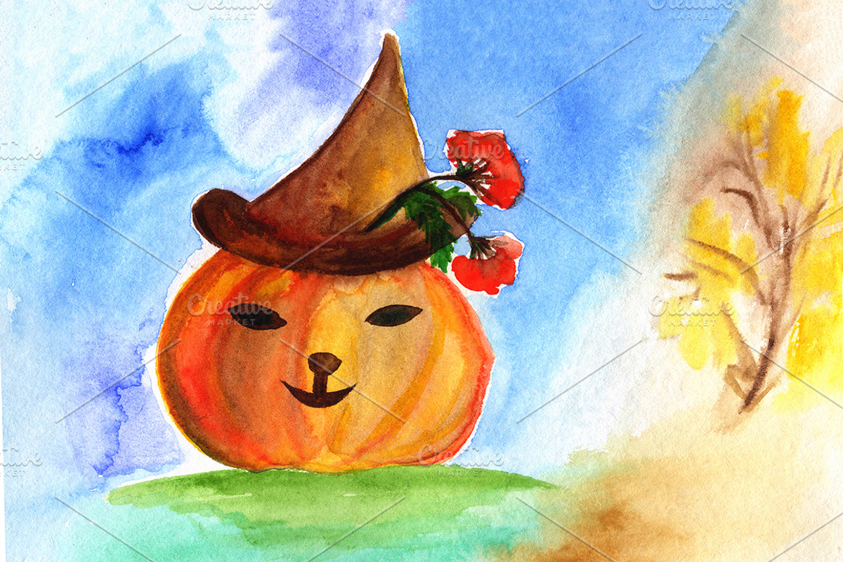 Cute Halloween Pumpkins, a Seasonal Illustration by pictures for you (Photo 4 of 5)