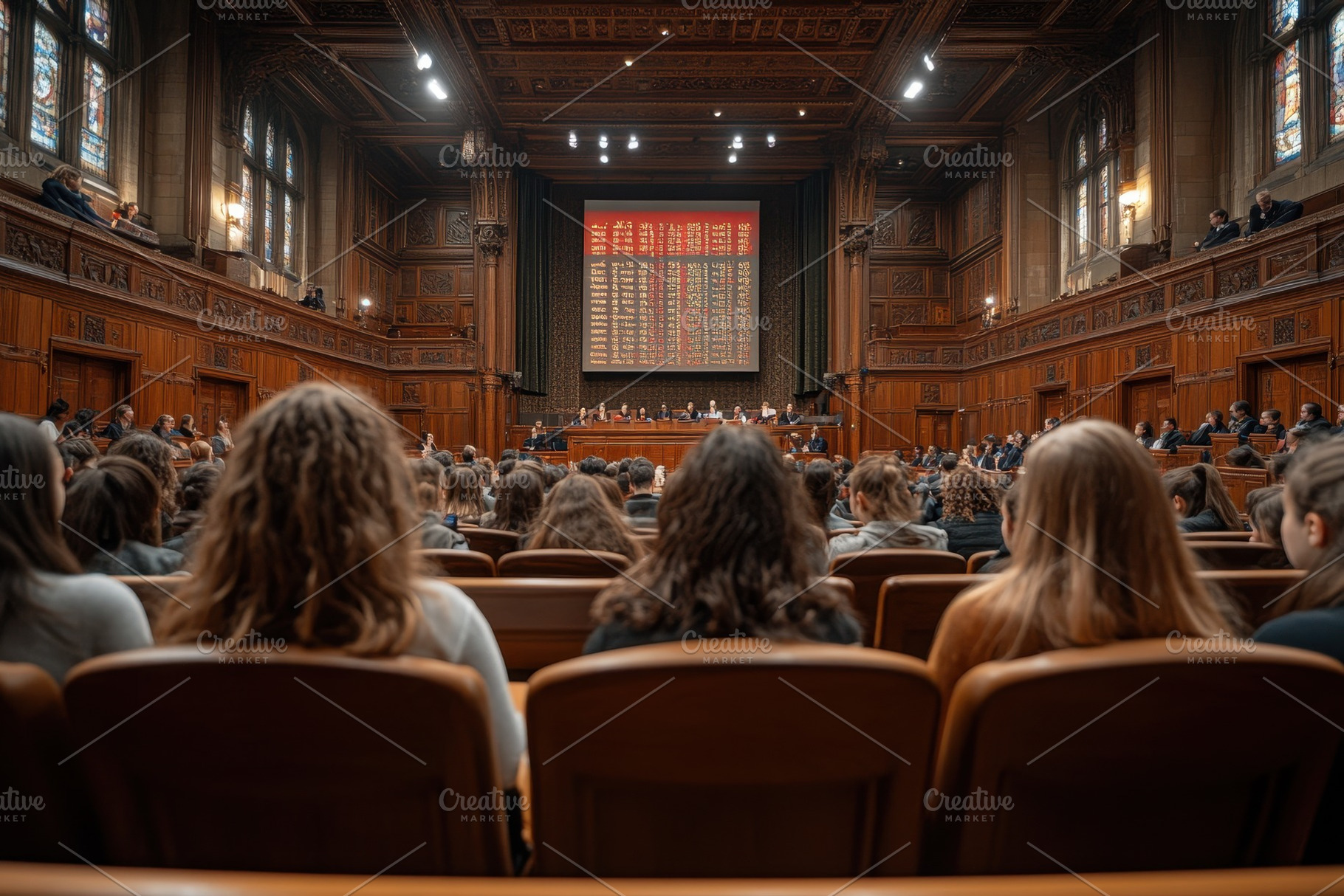 Audience members attending a legisla, a Photo by Tanuart