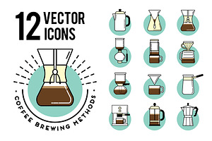 Coffee Brewing Methods 12 icons