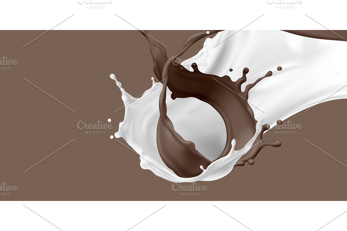 Chocolate and milk splash swirl, a Food Illustration by art PVP - market