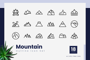 Mountain Outline Icons, an Outline Icon by Zeer Graphic