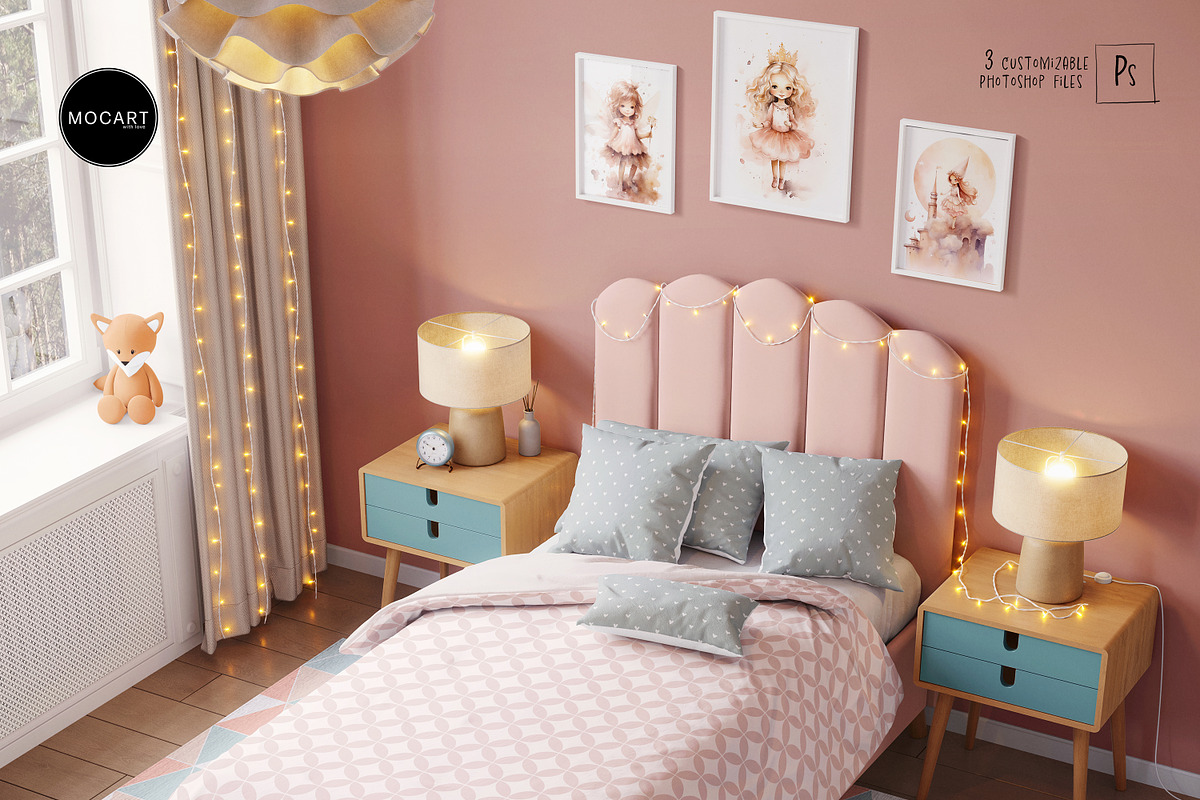 Kids Bedroom Wallpaper, Bedding v2, a Household Mockup by Mocart (Photo 2 of 10)