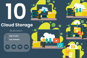 Cloud Storage Illustration Pack, an Illustration by baii09
