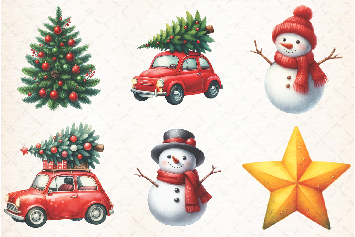 Watercolor Christmas Village Clipart, an Illustration by Libby Wishes (Photo 6 of 9)