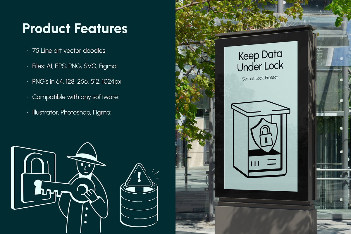 Cyber Security Doodle Icon Set, an Outline Icon by Vectors Market (Photo 2 of 7)