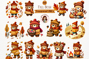 Cute Autumn Bear Clipart Bundle, a Seasonal Illustration by Nicolle's Colorful Art (Thumbnail 1 of 7)