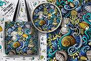 Sea Life Doodle Seamless Patterns, a Pattern Graphic by BALABOLKA (Thumbnail 4 of 8)