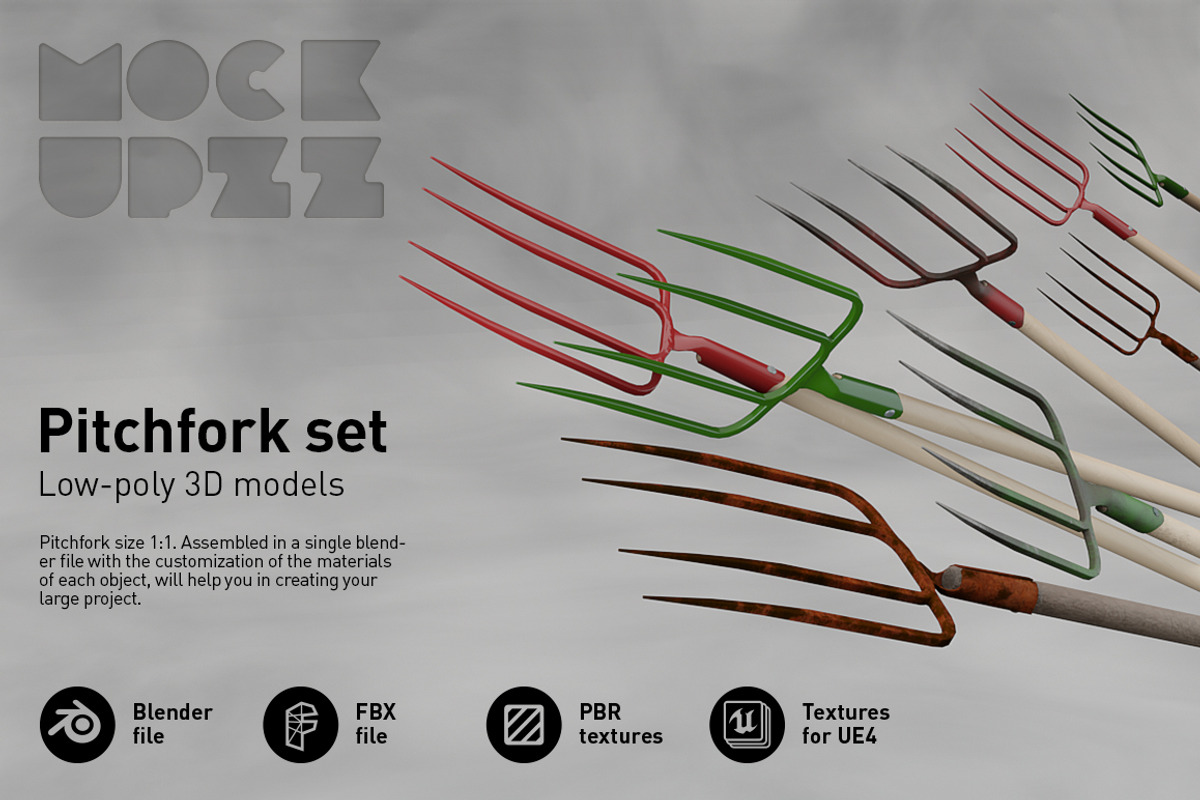 Pitchfork set, an Object 3D Model by mockupzz (Photo 1 of 5)