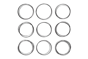 Sketched Line Rings. Circles Design