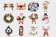 Watercolor Santa's Village Clipart, a Seasonal Illustration by Design Market (Thumbnail 2 of 5)