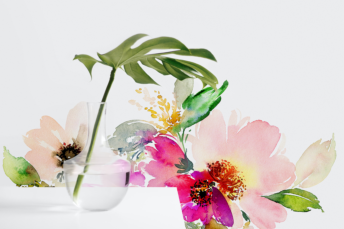 Flowers watercolour illustration, a Card Template by Karma (Photo 1 of 4)