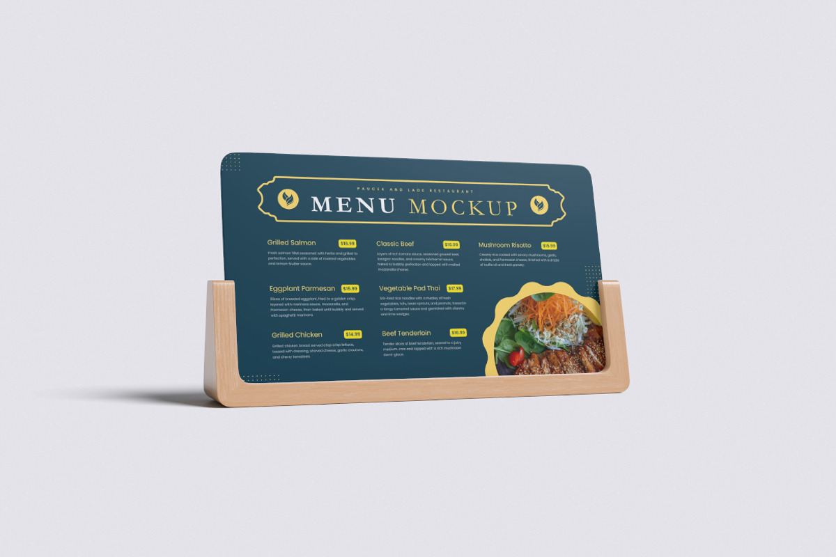 Menu Mockup, an Advertising Mockup by Pikachudesign (Photo 3 of 5)