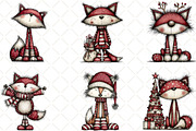 Whimsical Christmas Fox Clipart, an Animal Illustration by Black Bird Studio (Thumbnail 2 of 5)