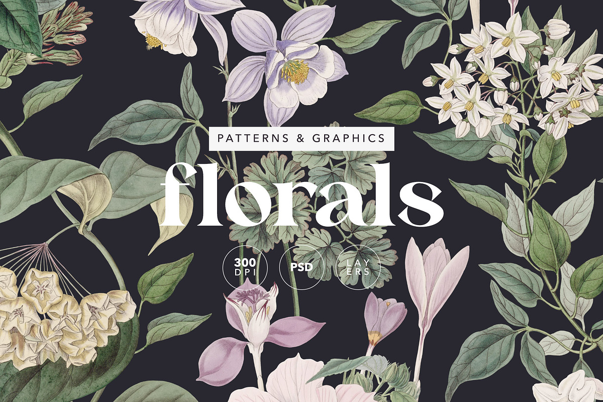 Pastel Botanical Pattern and Plants, a Pattern Graphic by likorbut (Photo 1 of 11)