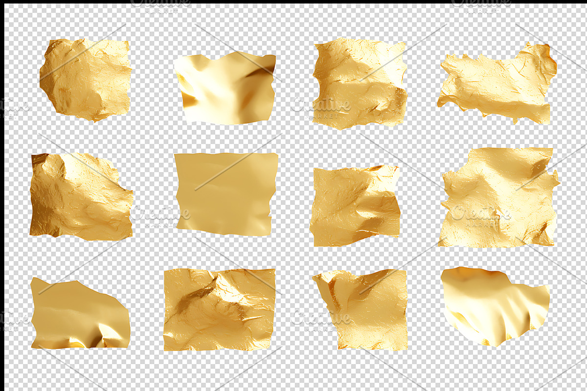 Gold foil texture set png, an Object Graphic by Shahjahangdb1 (Photo 1 of 3)