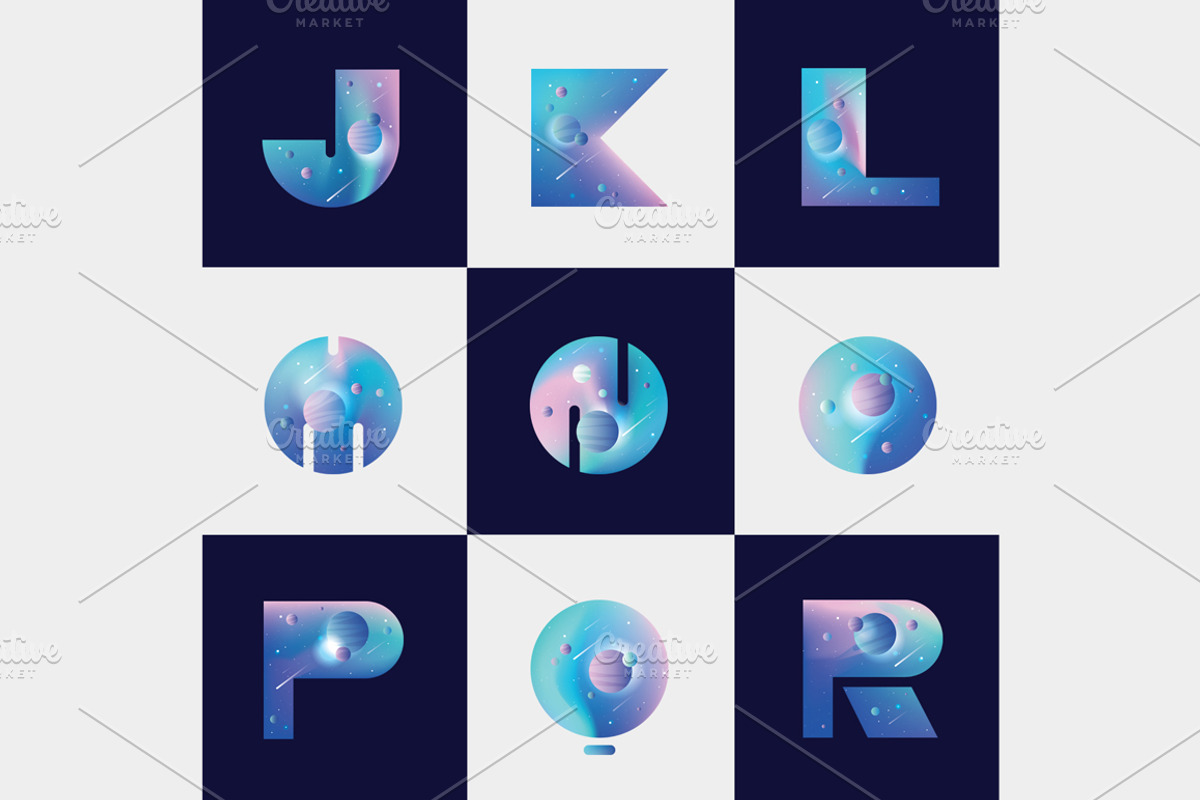 Colorful Space-vector typography, a Symbol Font by Polar Vectors (Photo 10 of 18)
