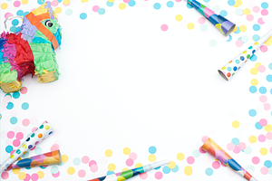 Party Invite Pinata Confetti Flatlay, an Invitation Template by Emily Valencia