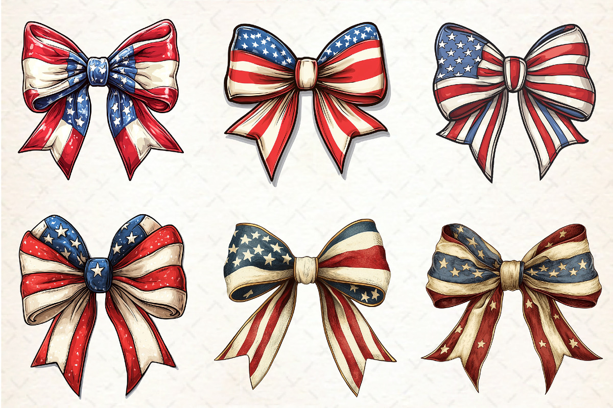 Coquette USA Bows Clipart, an Illustration by Libby Wishes (Photo 7 of 7)