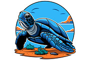 Blue Sea Turtle Vector Illustration, an Animal Illustration by Ghagra (Thumbnail 2 of 3)