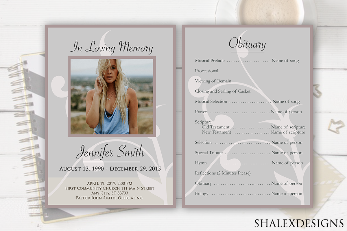 Funeral Program Flyer Template, a Flyer Template by ShalexDesigns